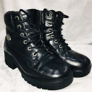 Harley Davidson Black Lace up Boots Womens Size 6.5